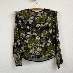 Zara Sheer Victorian High Neck Floral Top
